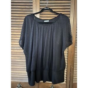 JTB Black Sheer Woven Top (Size 1X)